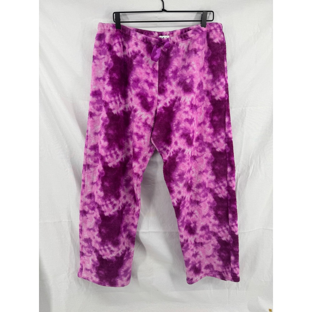 Saturdaze Women 3X Pajama Pants Purple Pink Tie Dye Fuzzy Fleece Sleepwear PJ